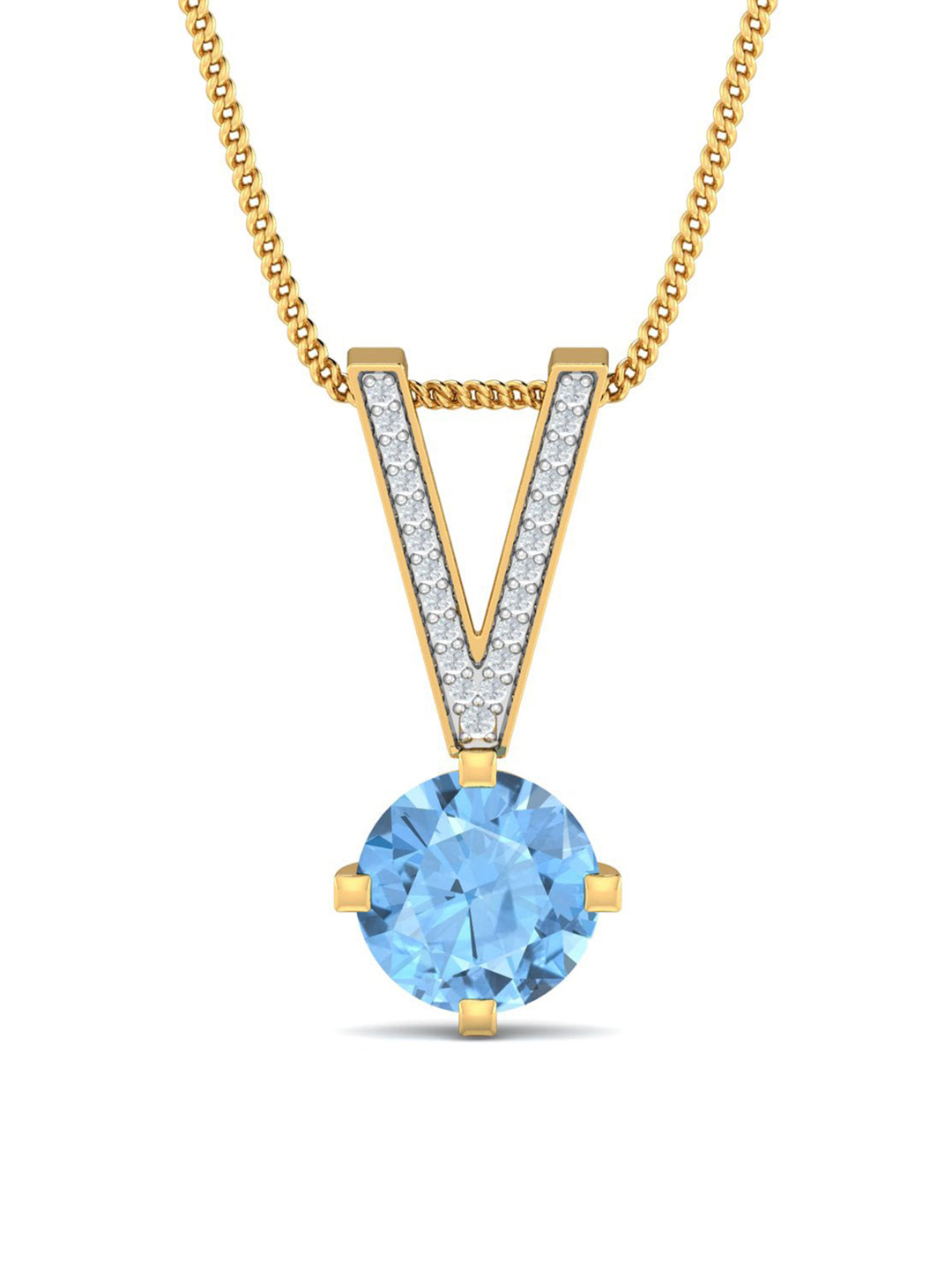 KUBERBOX 18KT Gold Diamond-Studded Ambrosia Aqua Charm Pendant 1.32 gm