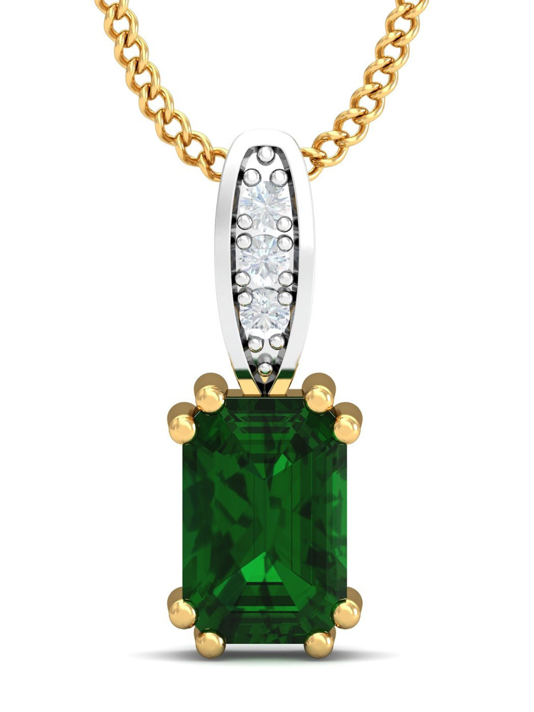 KUBERBOX 18KT Gold Meridian Emerald Pendant - 0.76 gm