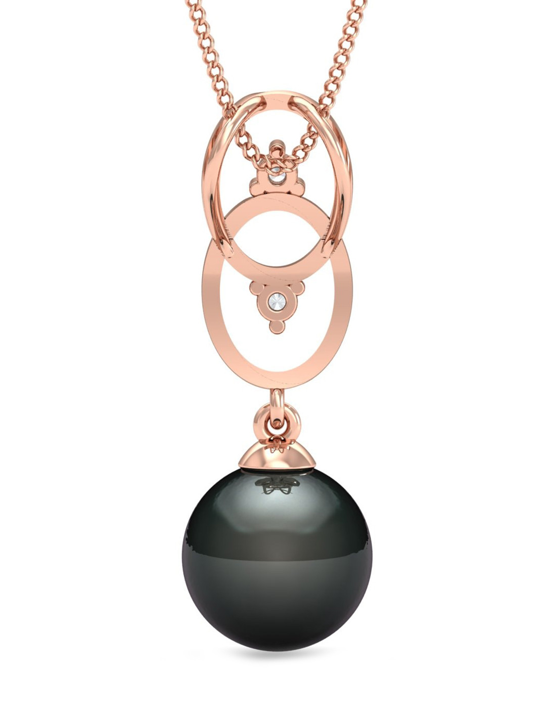 KUBERBOX 18K Rose Gold Diamond-Studded & Pearl-Beaded Pendant - 0.81gm