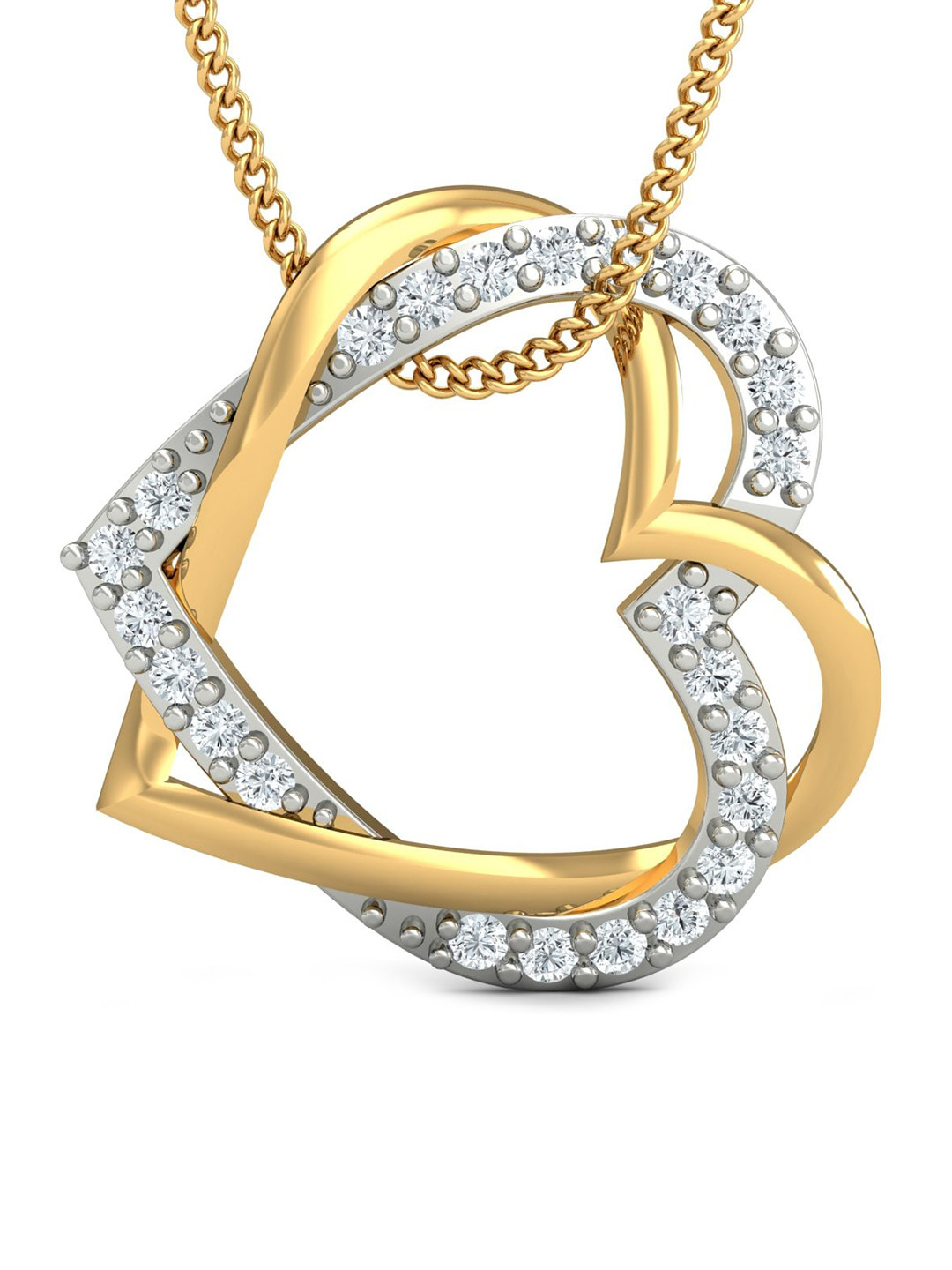 KUBERBOX Forever Love Heart 18KT Gold Diamond-Studded Pendant 1.08 gm