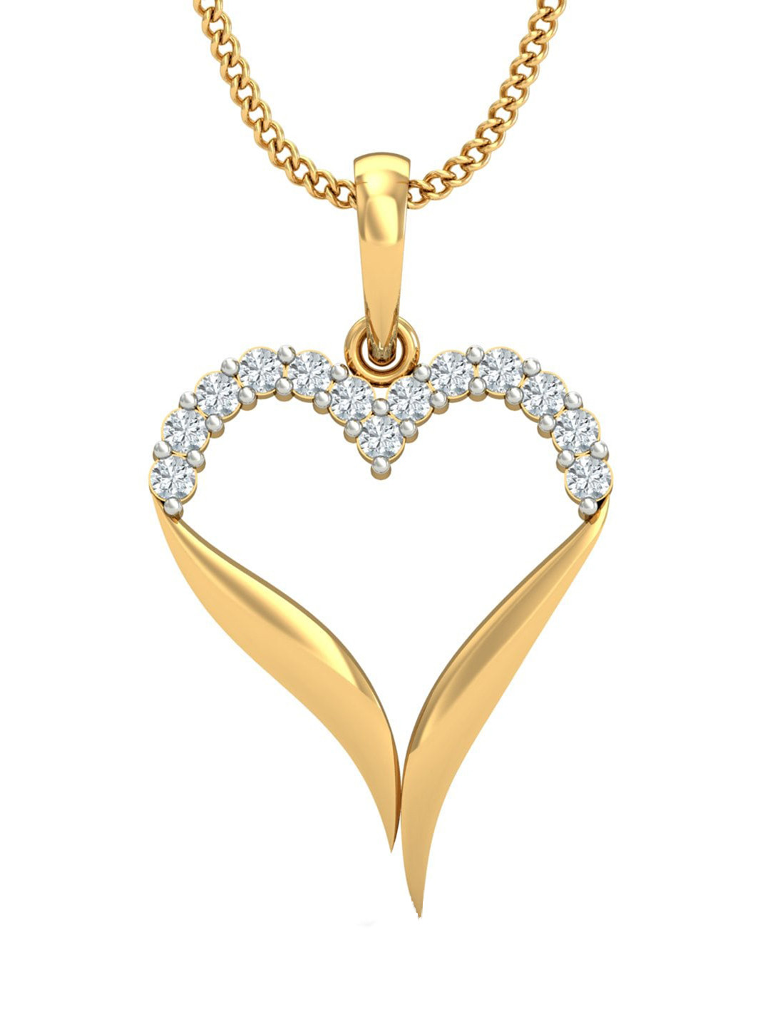 KUBERBOX Incredible Heart 18K Gold Diamond-Studded Pendant-1.15g