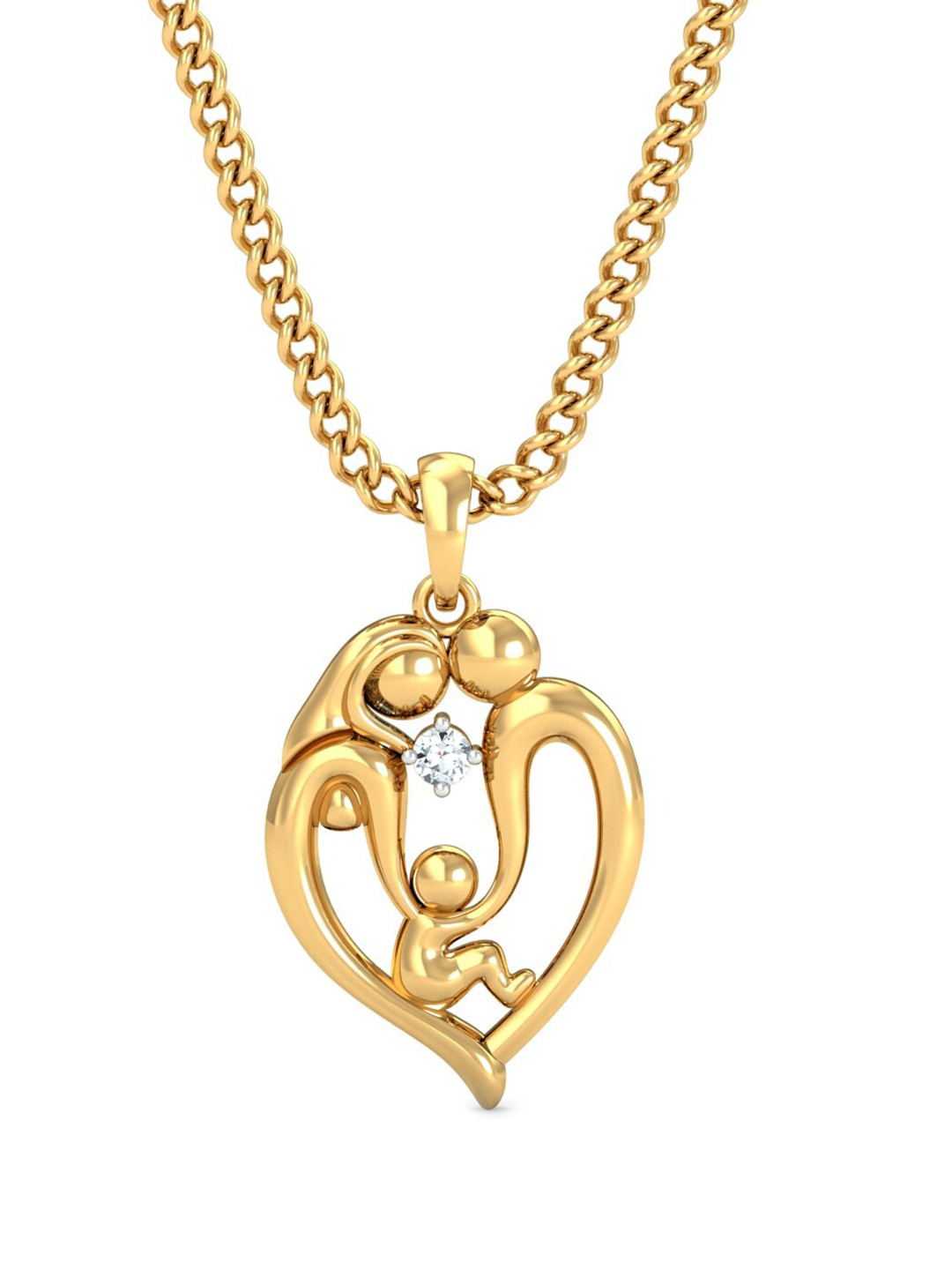 KUBERBOX 18KT Gold Familia Pendant With Diamonds- 1.01gm