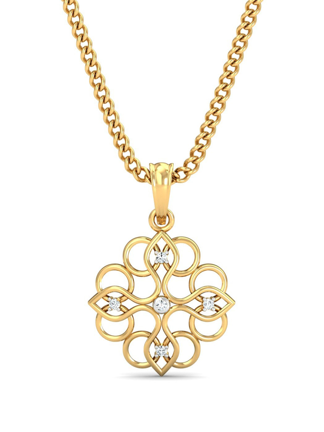 KUBERBOX Parinata 18KT Gold Diamond-Studded Pendant 1.12 gm