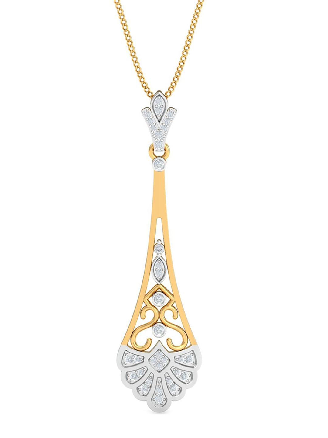 KUBERBOX Clara Filigree 18KT Gold Diamond-Studded Pendant-1.76gm