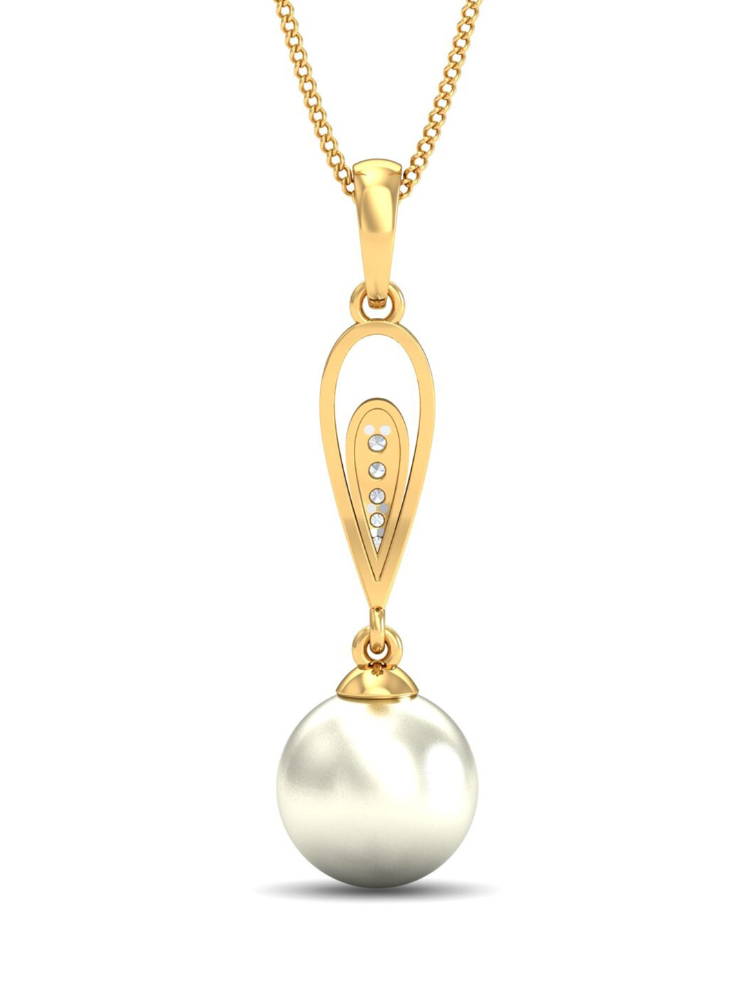 KUBERBOX Shirin 18KT Gold Diamond-Studded Pearl Pendant - 1.593g