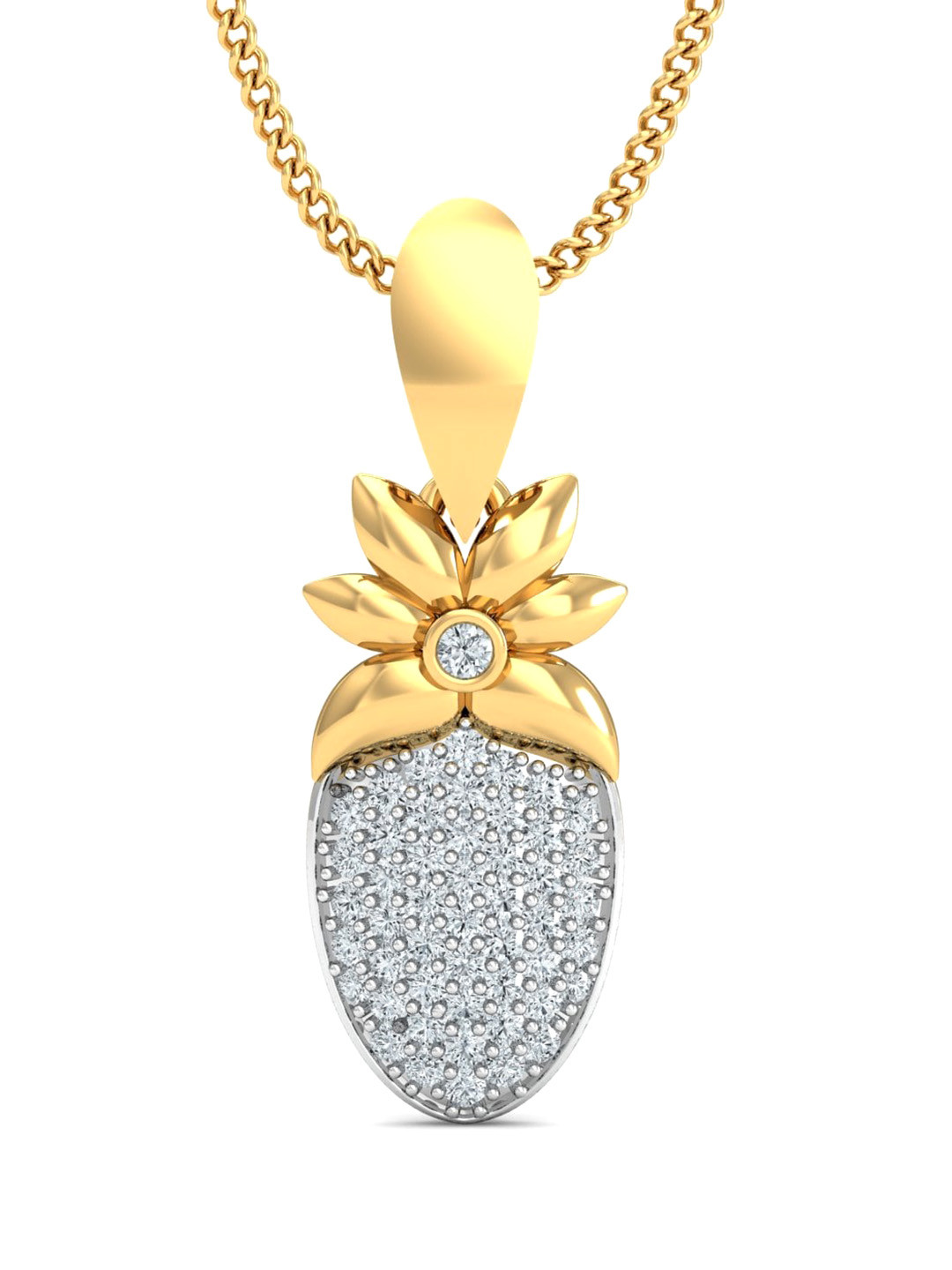 KUBERBOX The Pineapple 18KT Gold Diamonds Studded Pendant -1.08gm