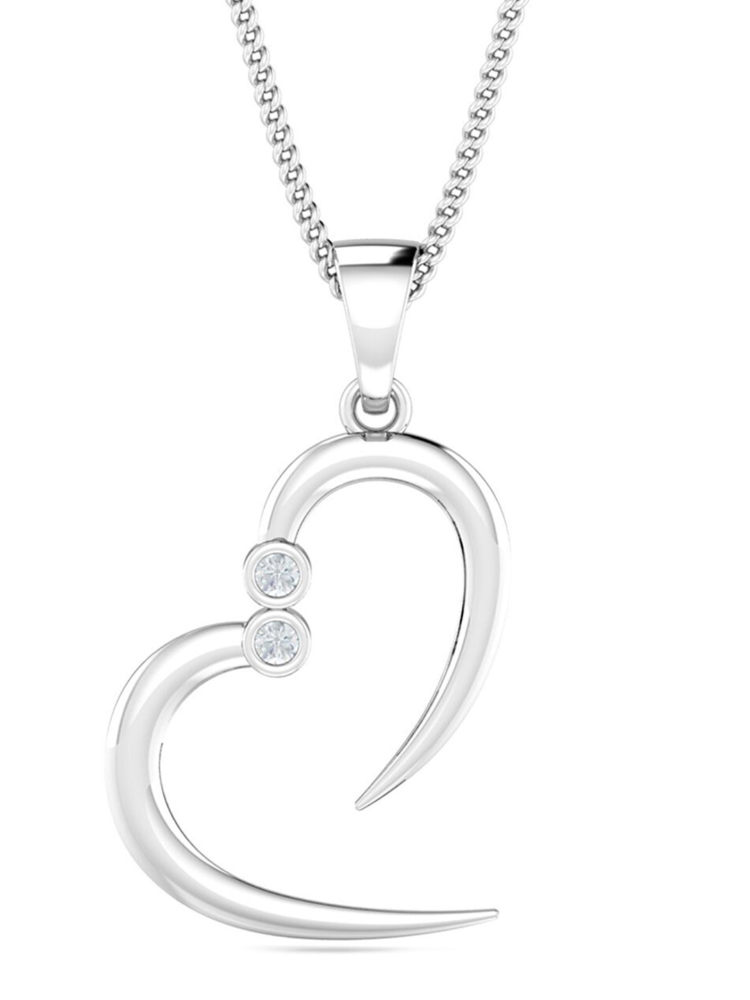 KUBERBOX Nesrin Heart 18K White Gold Diamond-Studded Pendant - 0.85 gm