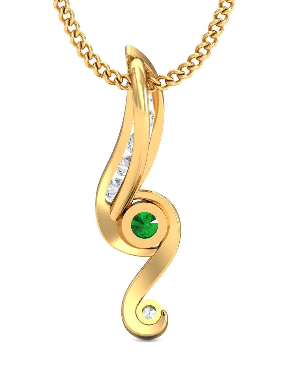 KUBERBOX Giovane Emerald 18KT Gold Diamond-Studded Pendant- 0.67 gm