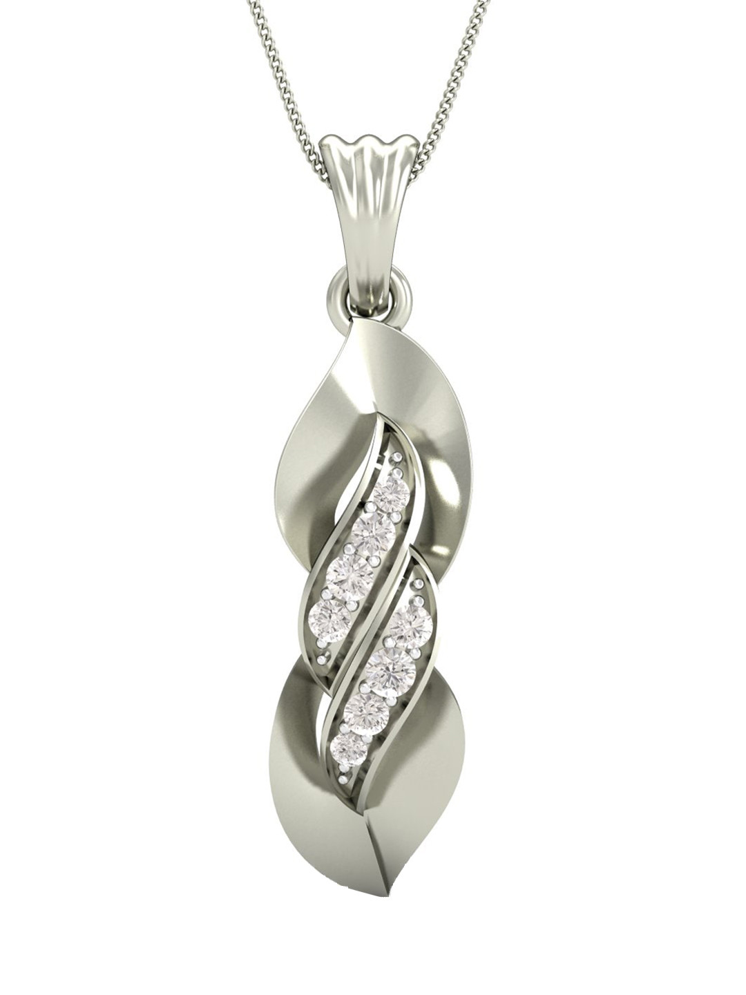 KUBERBOX Gracious Presence 18KT White Gold Diamond Studded Pendant -1.45 g
