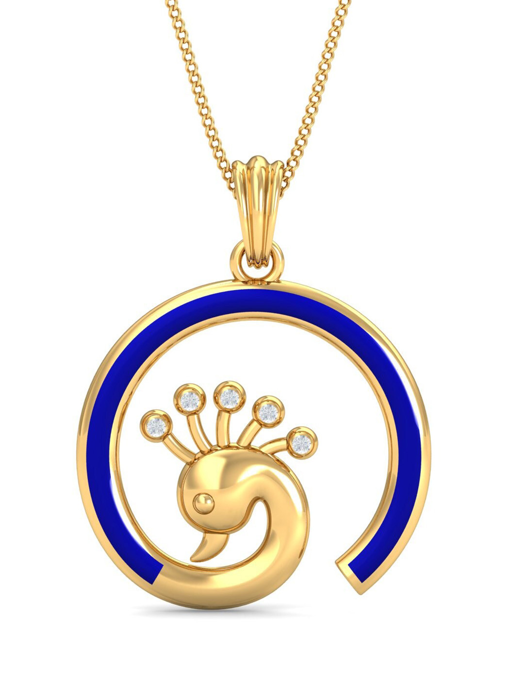 KUBERBOX 18KT Gold Diamond-Studded And Enamel Peacock Pendant - 2.24 g