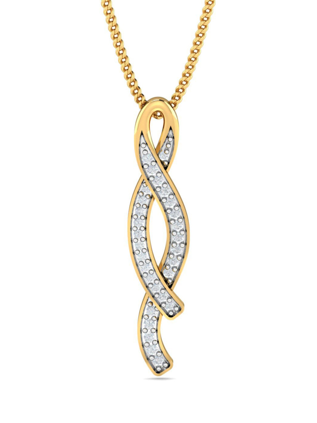 KUBERBOX Ozge Interloped 18KT Gold Diamond-Studded Pendant - 0.86gm