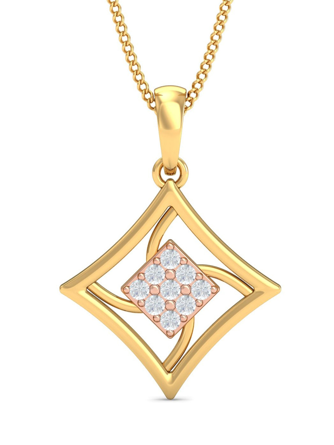 KUBERBOX Amaris 18KT Gold Diamond Studded Dual-tone Pendant- 1.06 gm
