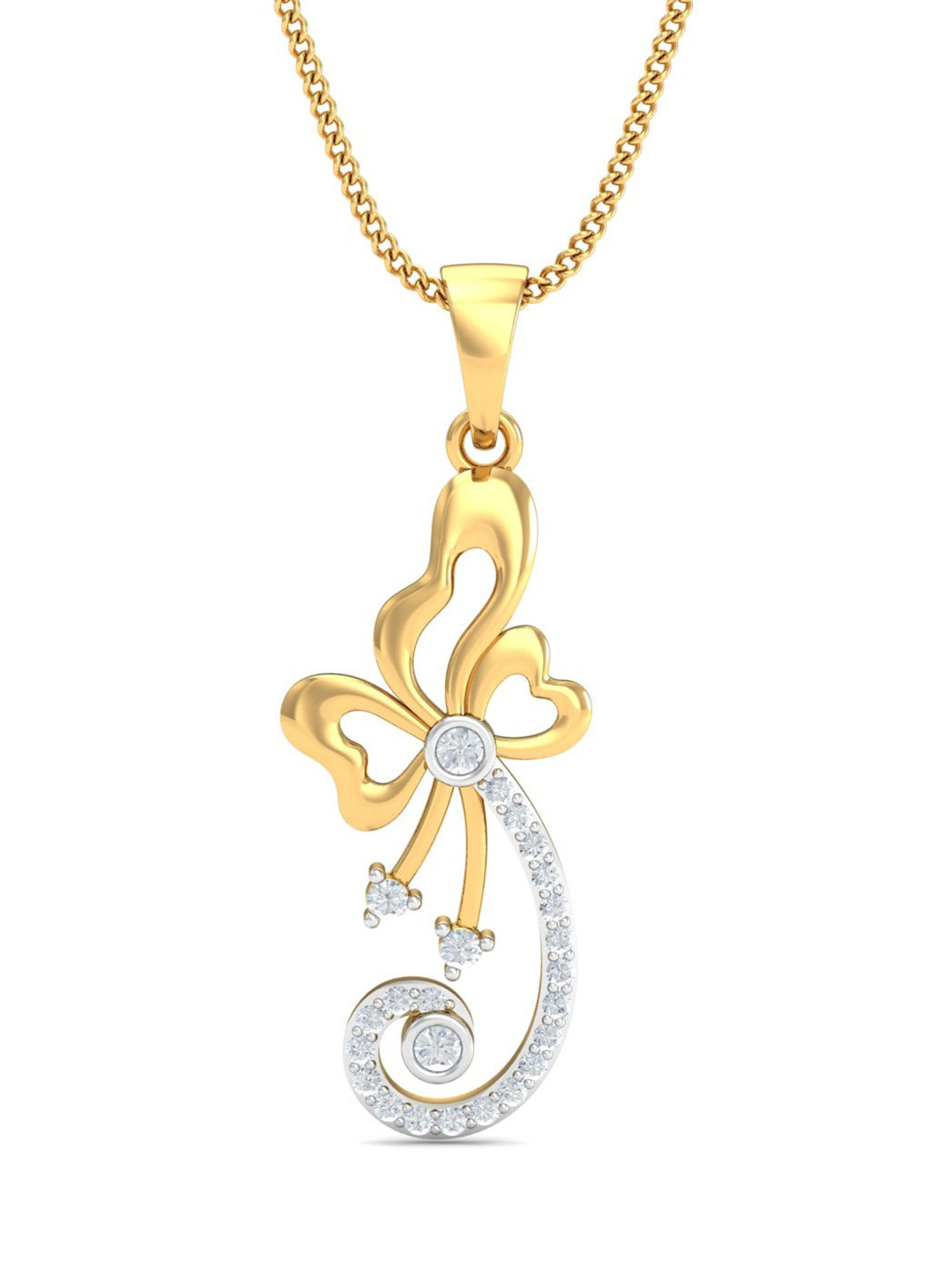KUBERBOX Hamisi 18KT Gold Diamond Studded Pendant -1.1gm