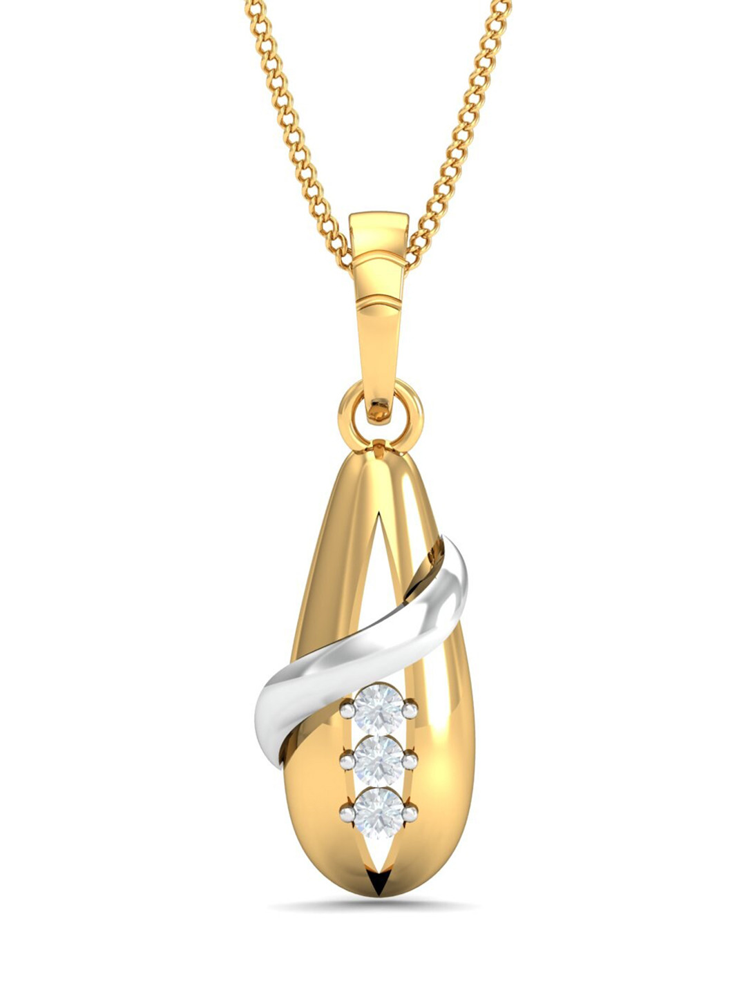 KUBERBOX 18KT Gold Diamond-Studded Akinyi Pendant - 1.63gm