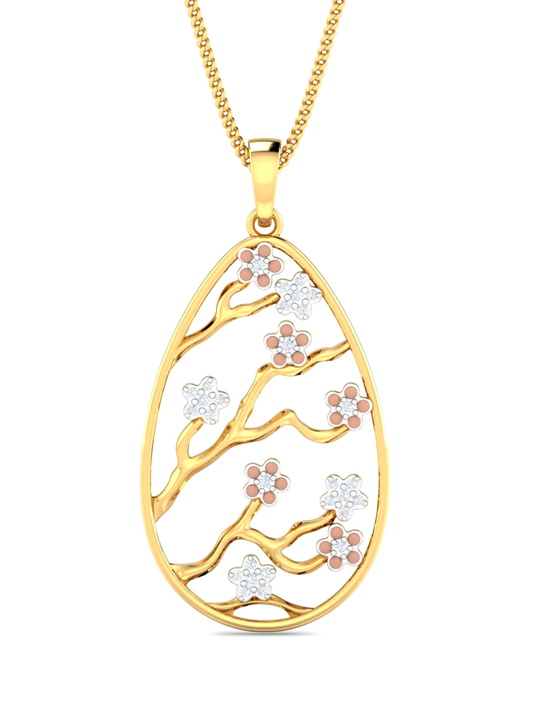 KUBERBOX Bloom 18KT Gold Diamond-Studded Enamel Pendant 1.6 g