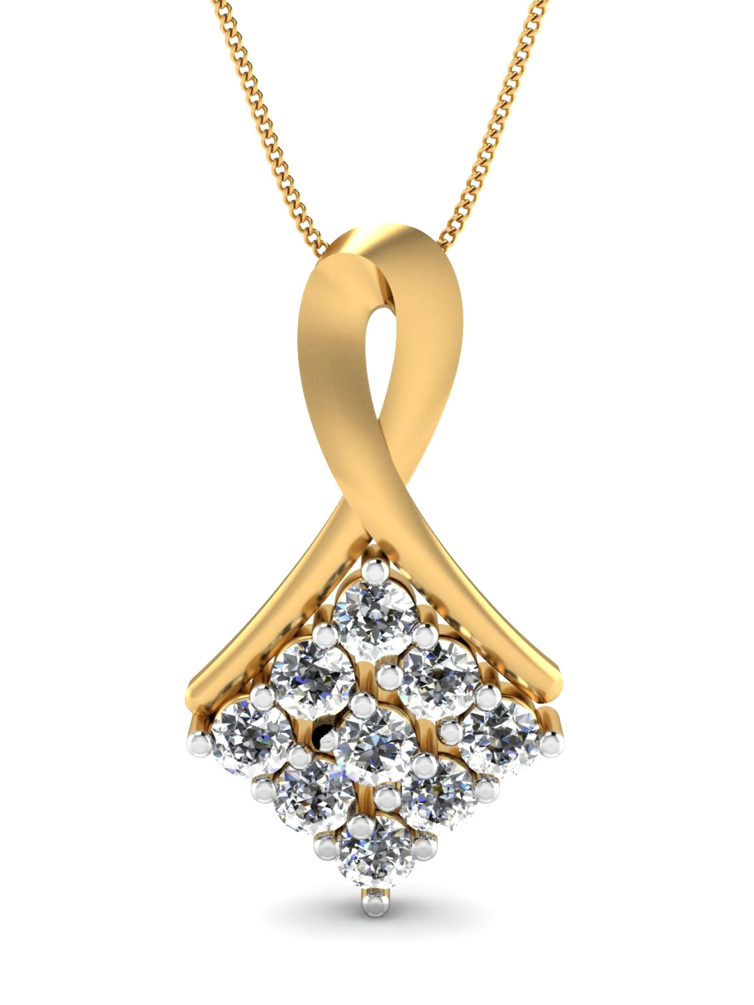 KUBERBOX Divine 18KT Gold Diamond-Studded Pendant-0.32gm