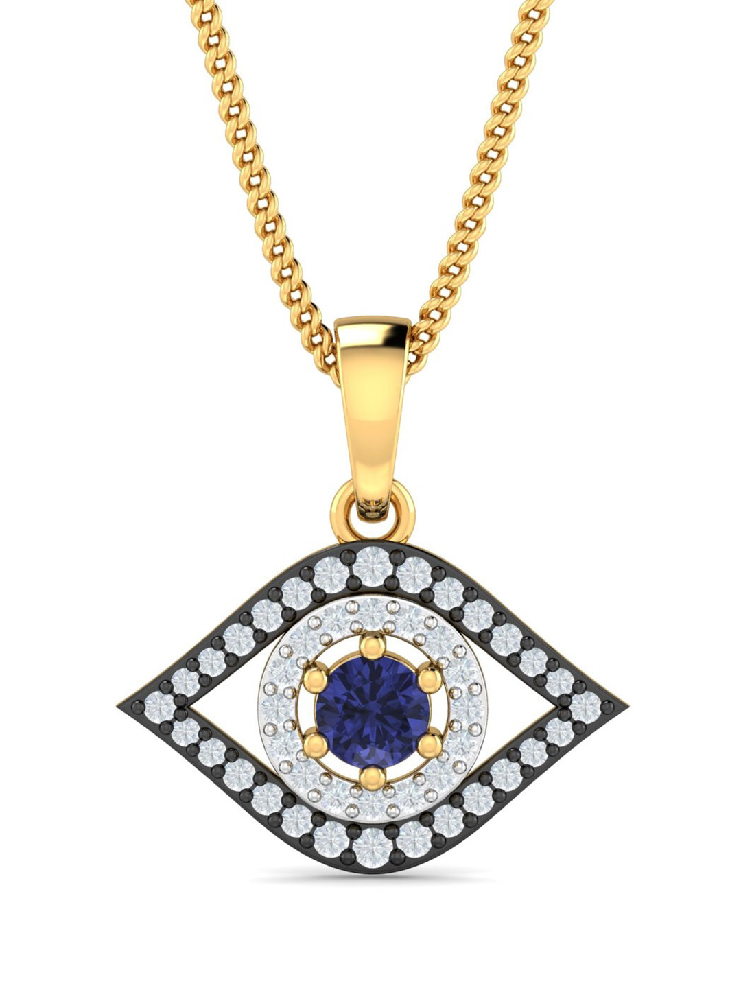 KUBERBOX The Evil Eye 18KT Gold Diamond-Studded Pendant-0.86gm