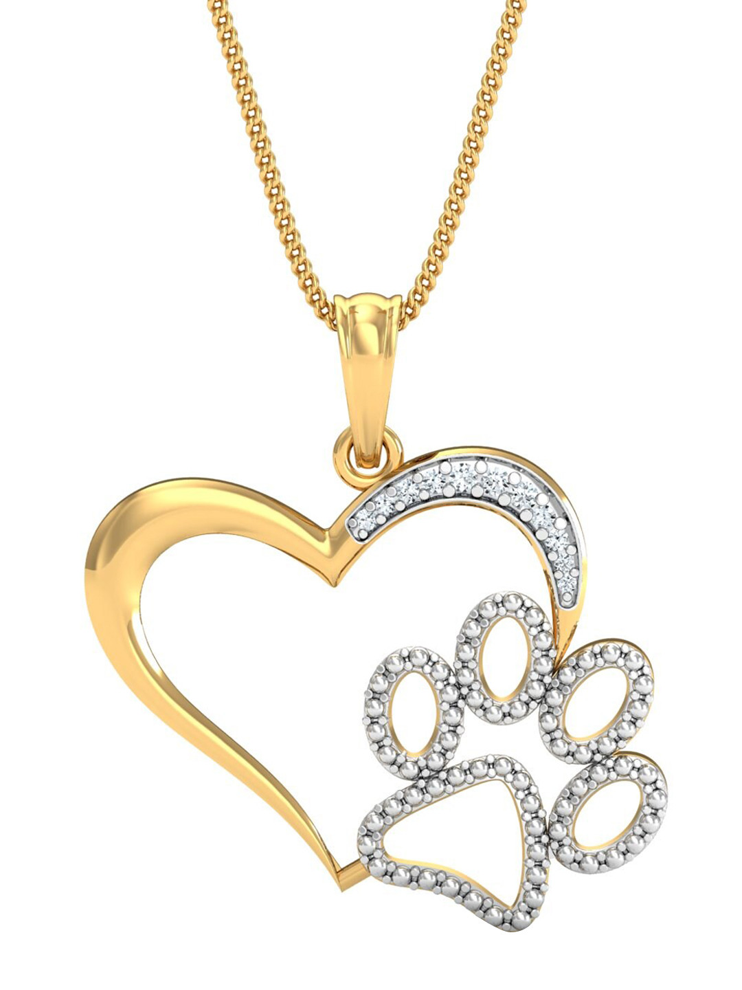 KUBERBOX Paw-verful Love 18KT Gold Diamond-Studded Pendant -1.62 gm
