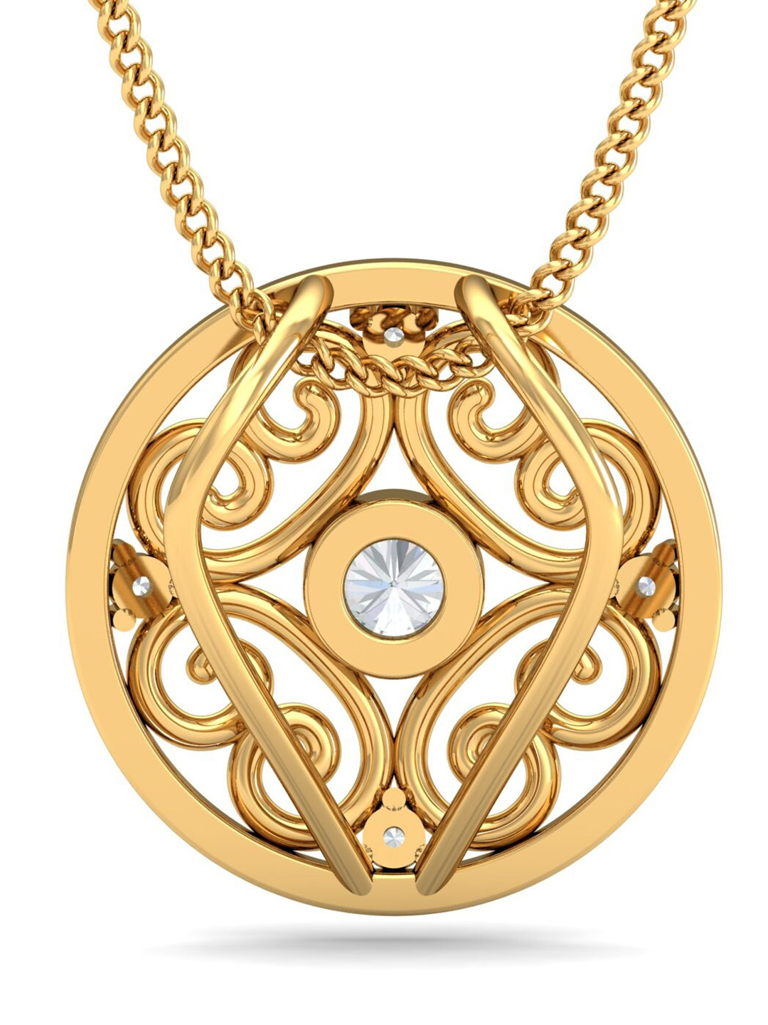KUBERBOX 18KT Gold Diamond-Studded Pendant - 0.99 g