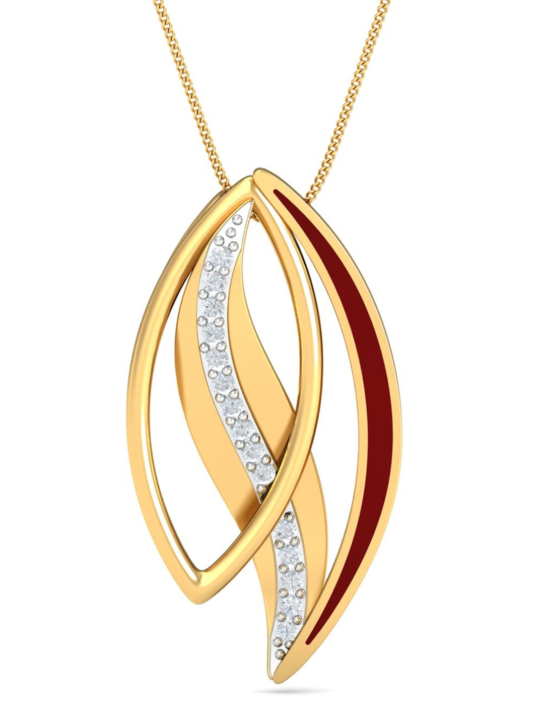 KUBERBOX Danna 18KT Gold Diamond Studded Pendant-1.56gm