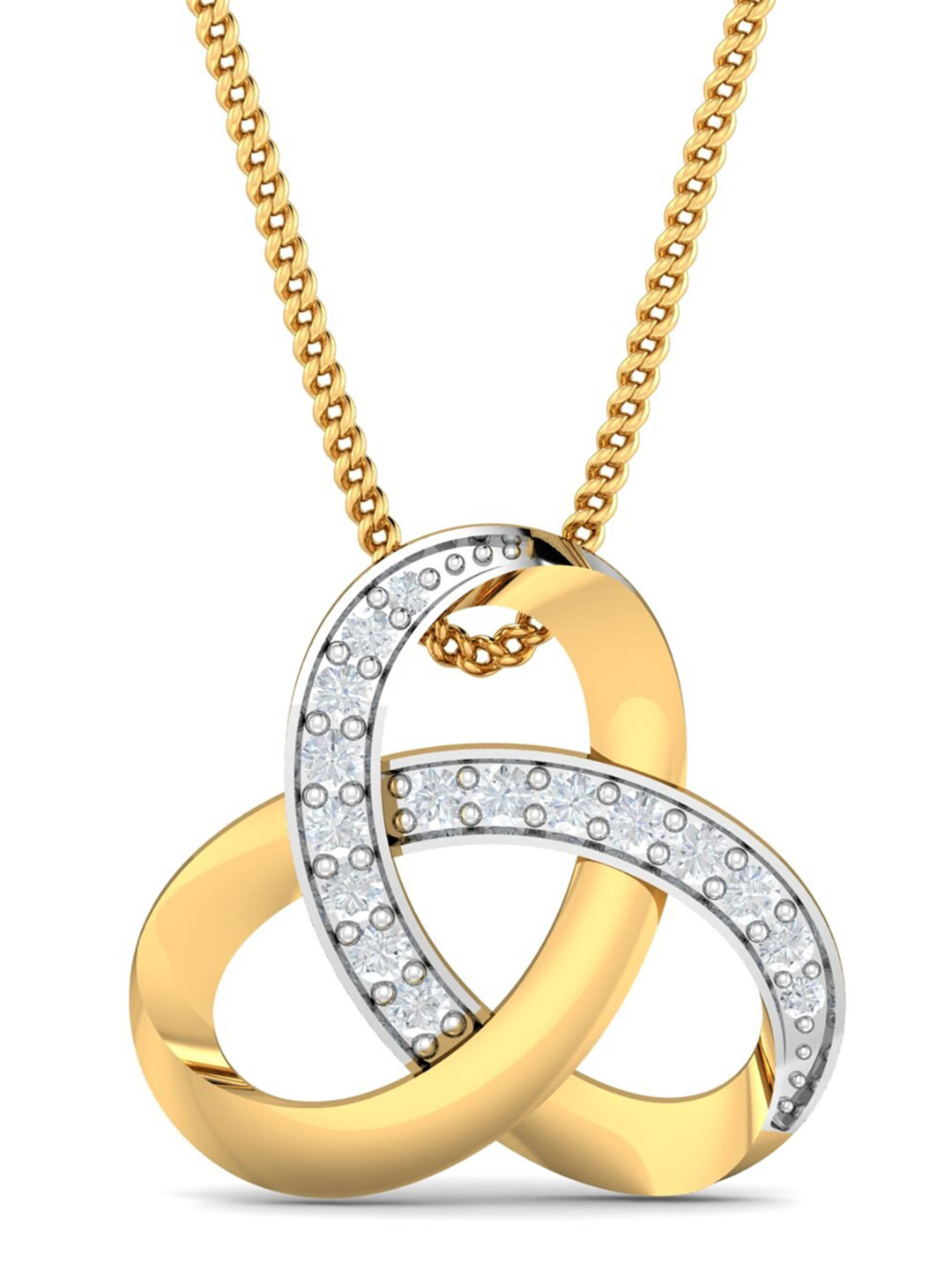 KUBERBOX 18KT Gold Bracha Trinity Diamond Studded Pendant-1.46 gm