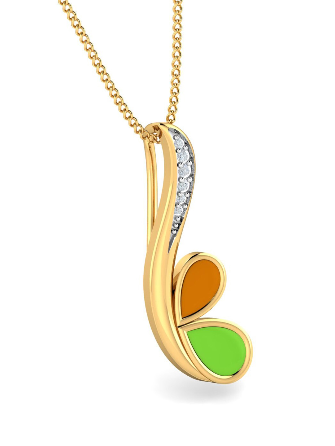 KUBERBOX Aliza Enameled 18KT Gold Diamonds-Studded Pendant-0.96gm