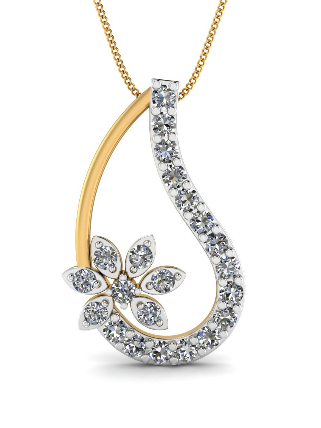 KUBERBOX Sparsha 18KT Gold Diamond-Studded Pendant-0.7gm