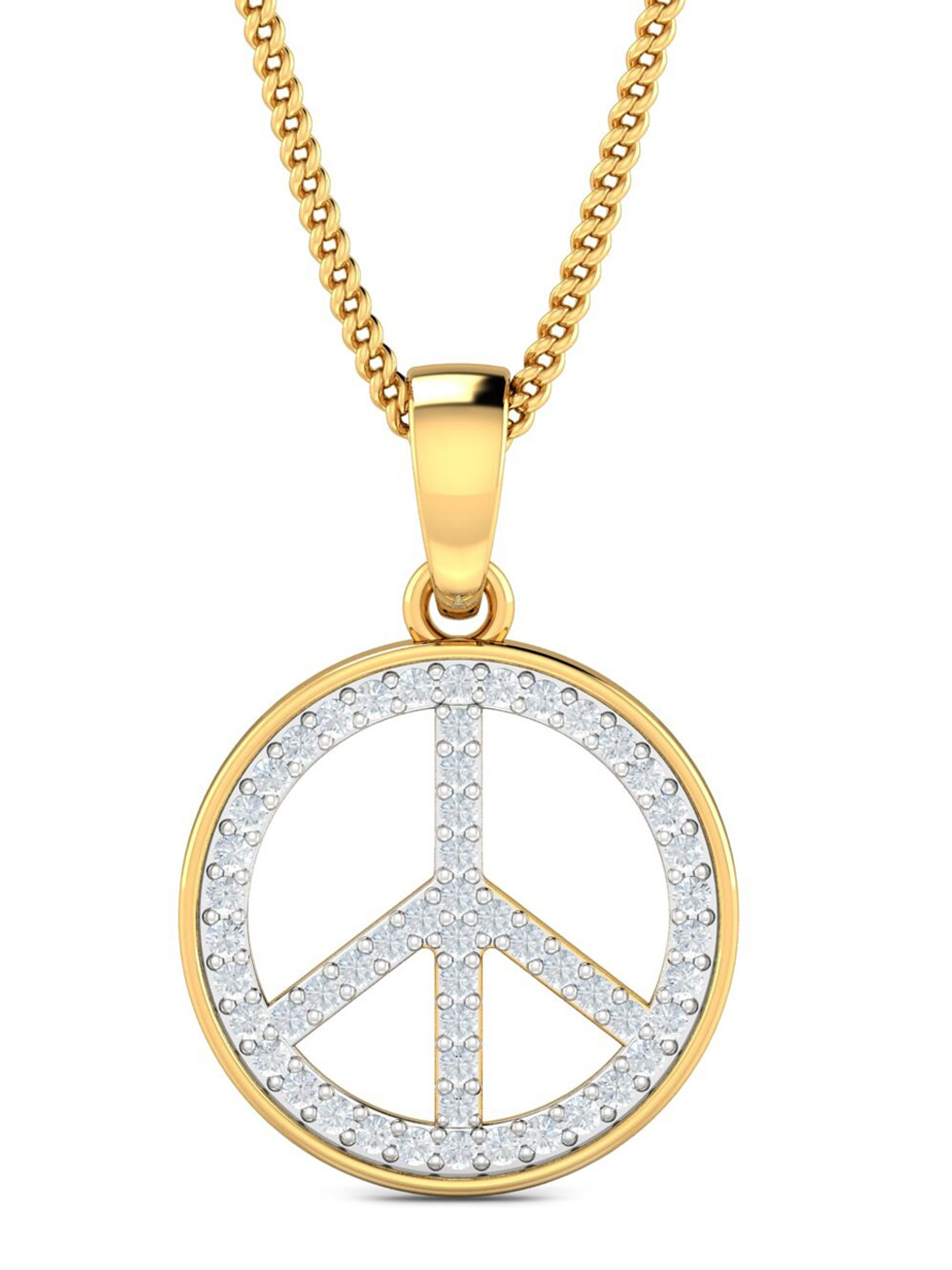 KUBERBOX Austen Peace 18KT Gold Diamond-Studded Pendant - 0.9 gm
