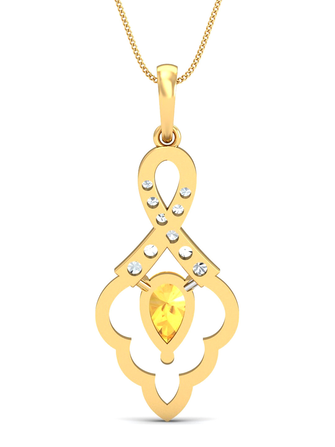 KUBERBOX 18KT Gold Diamond & Gemstone-Studded Pendant - 1.99 gm