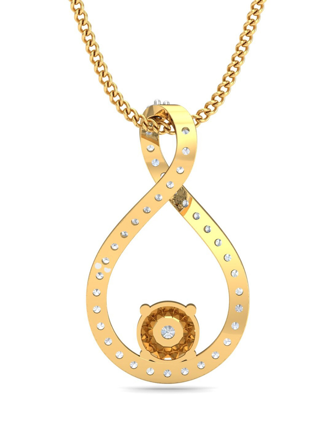 KUBERBOX 18KT Gold Diamond-Studded Glorious Solitaire Pendant- 0.68 gm