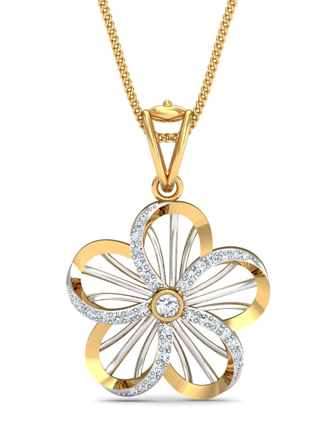 KUBERBOX Martina Flower 18KT Gold Diamond-Studded Pendant - 1.39gm
