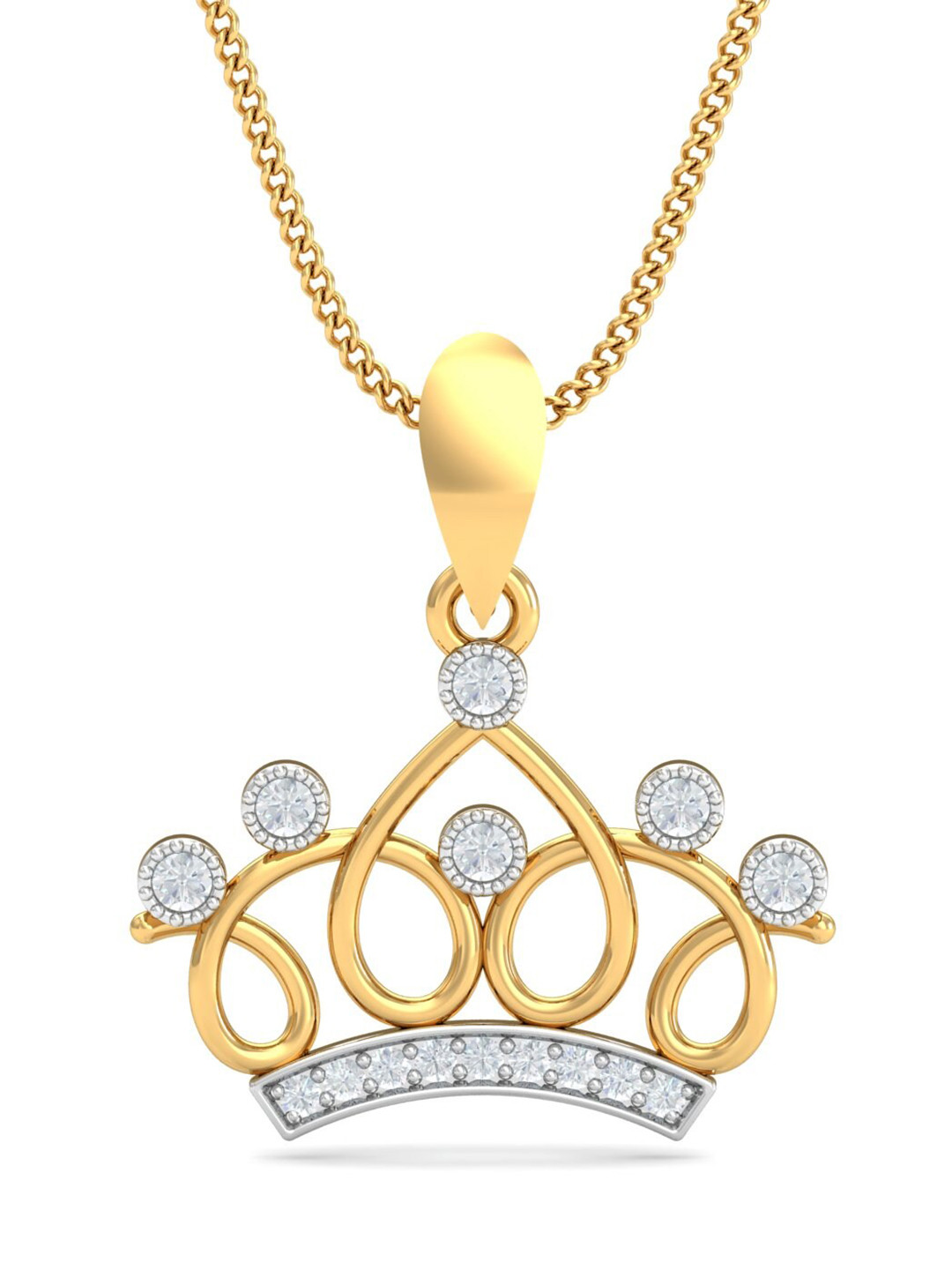 KUBERBOX Curvilicious Crown 18KT Gold Diamond-Studded Pendant - 1.0gm
