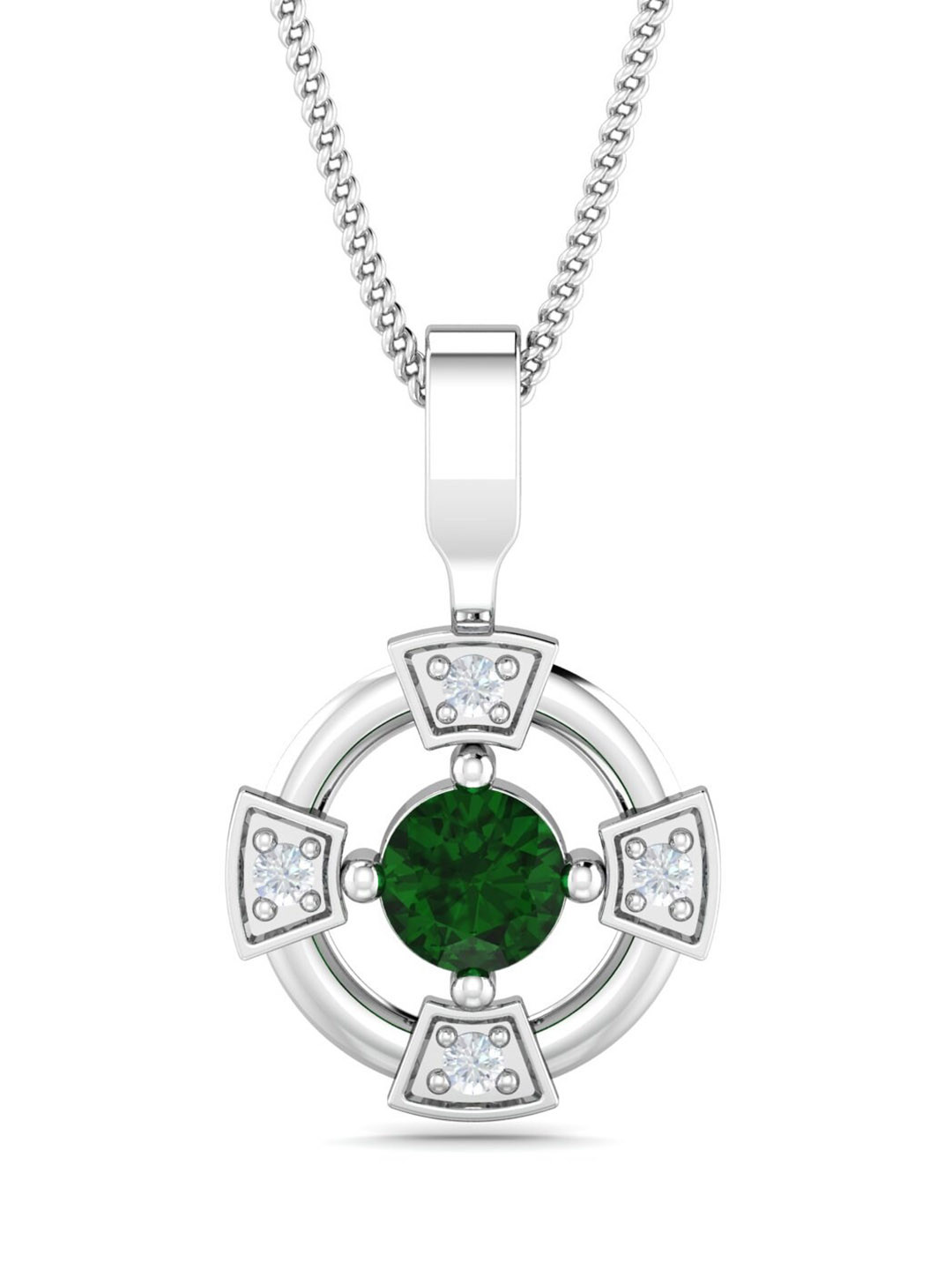 KUBERBOX Devorah 18K White Gold Diamond-Studded Pendant-1.48 gm