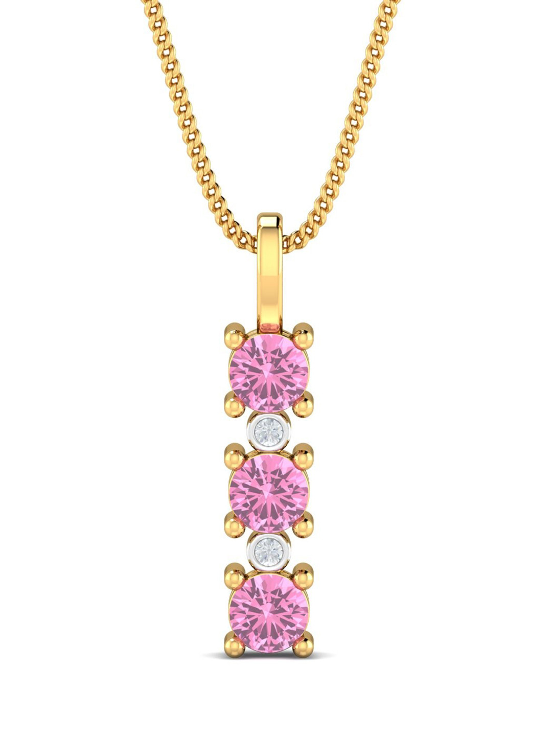 KUBERBOX 18KT Gold Diamond & Tourmaline -Studded Pendant - 1.54 gm