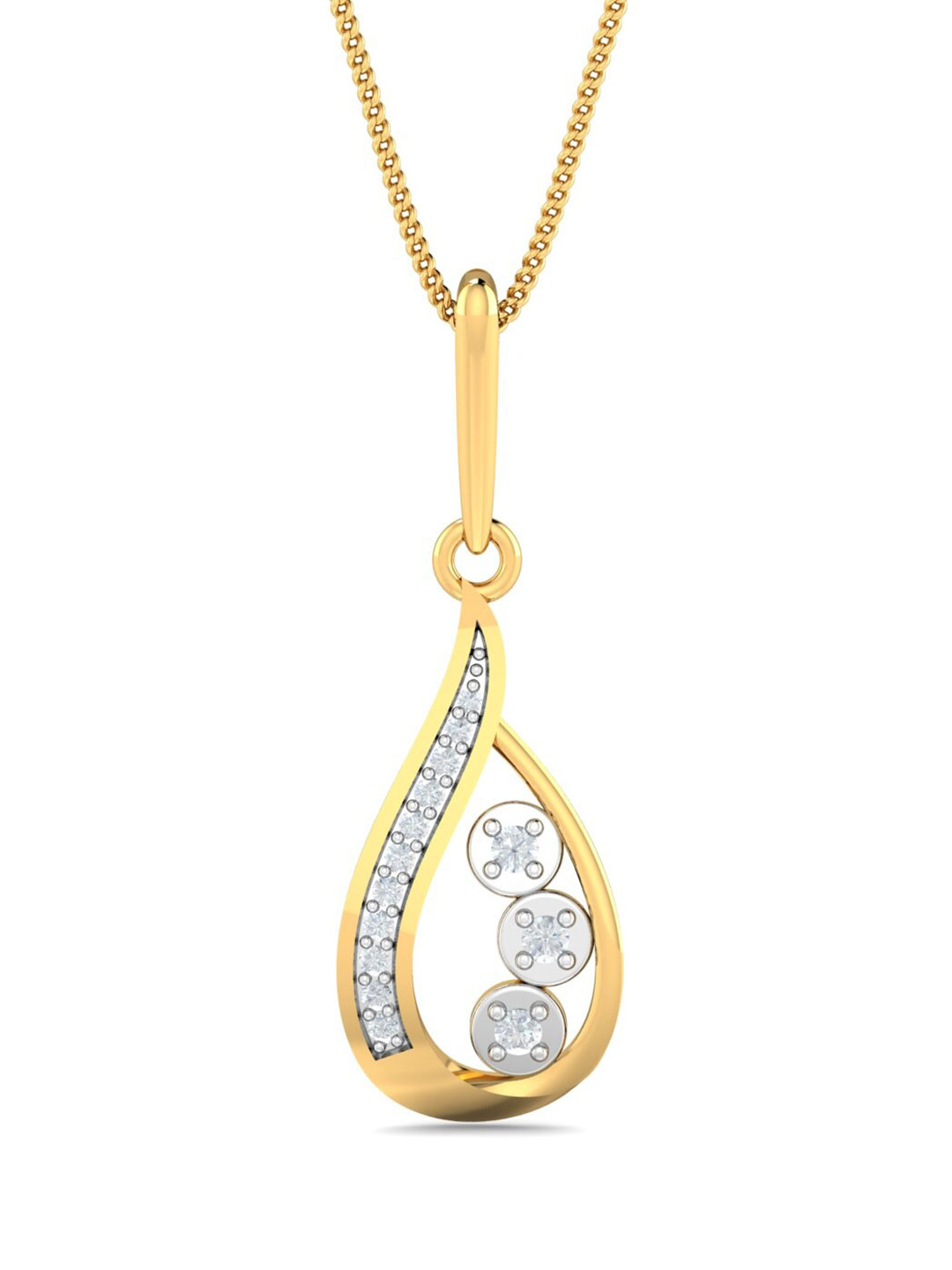 KUBERBOX Deniz 18KT Gold Diamond Studded Pendant-1.52gm