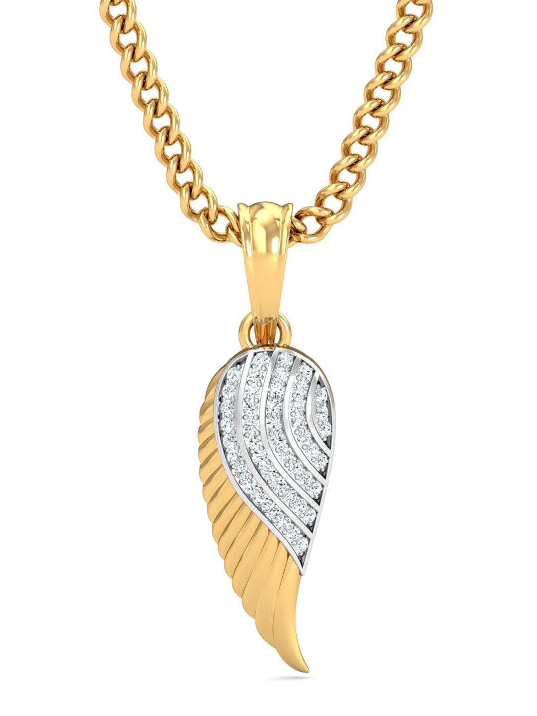 KUBERBOX Winglet 18KT Gold Diamond-Studded Pendant-0.88gm