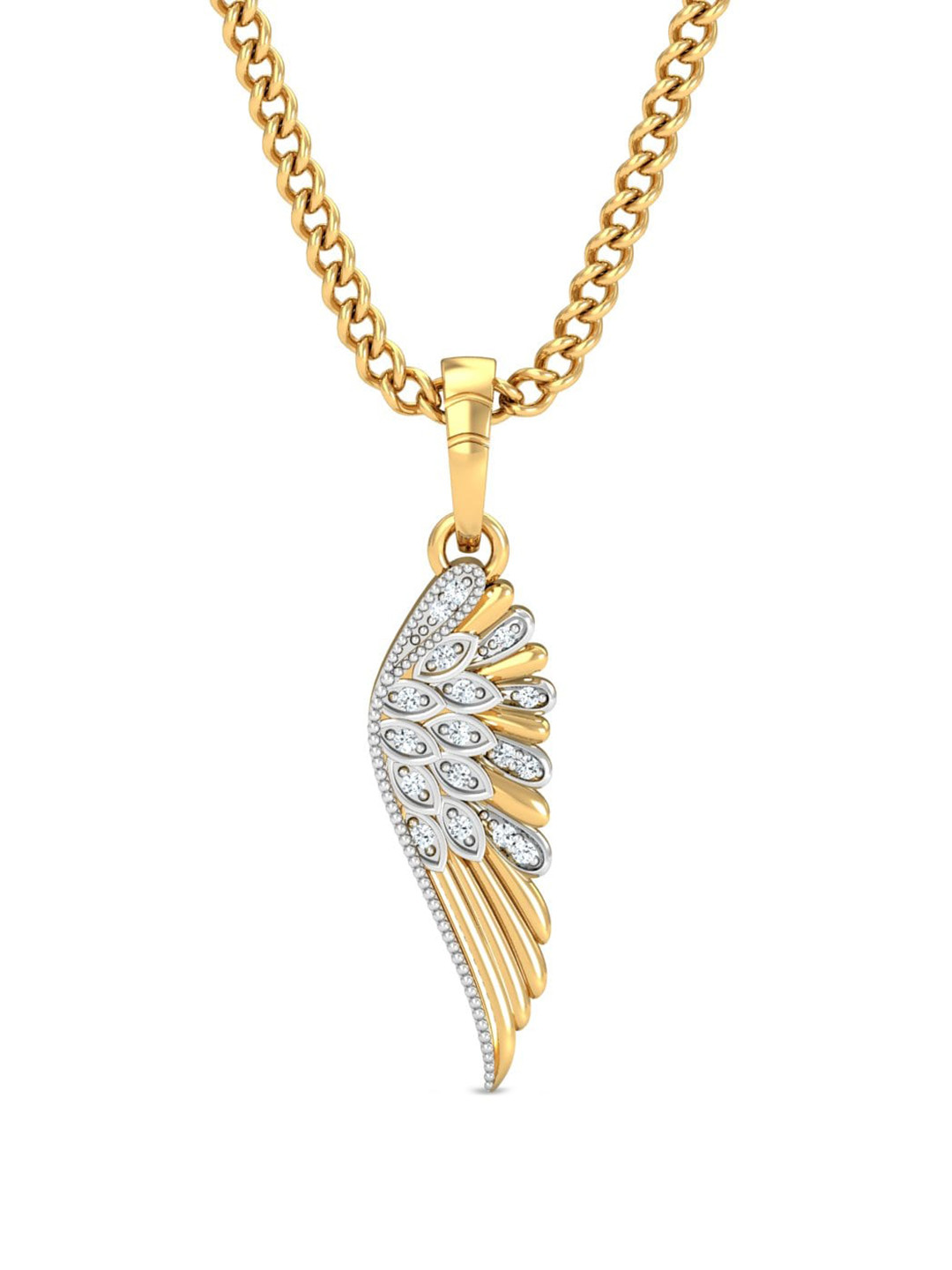 KUBERBOX Heavenly 18KT Gold Diamond Studded Pendant-1.36gm