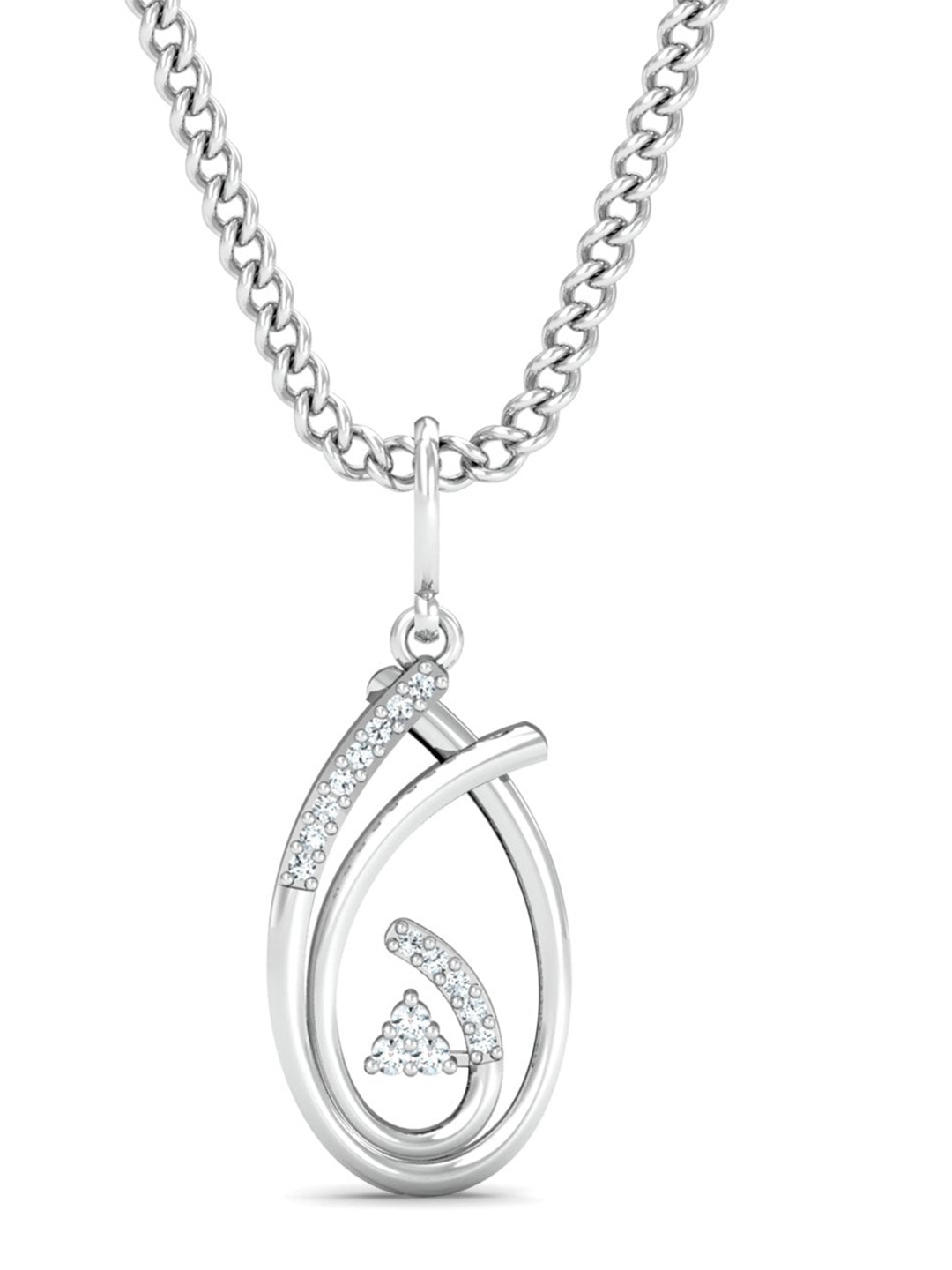 KUBERBOX Prosaic 18KT White Gold Diamond Studded Pendant-1.12gm