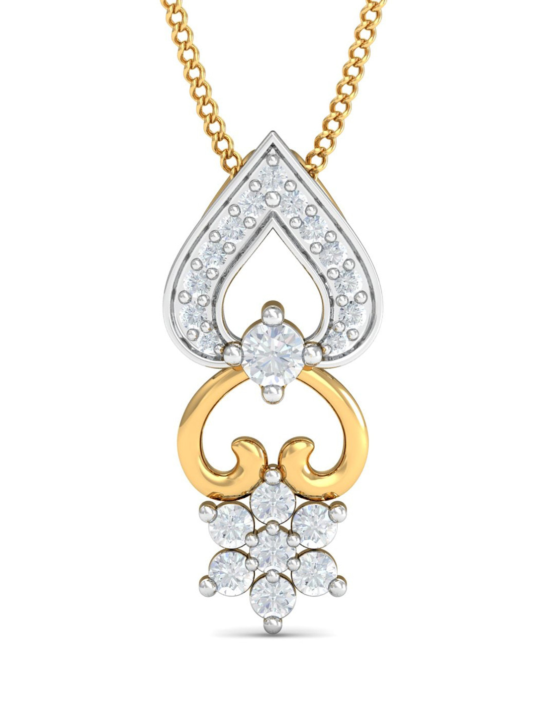 KUBERBOX 18KT Gold Amelia Unique Diamond-Studded Pendant- 1.01 gm