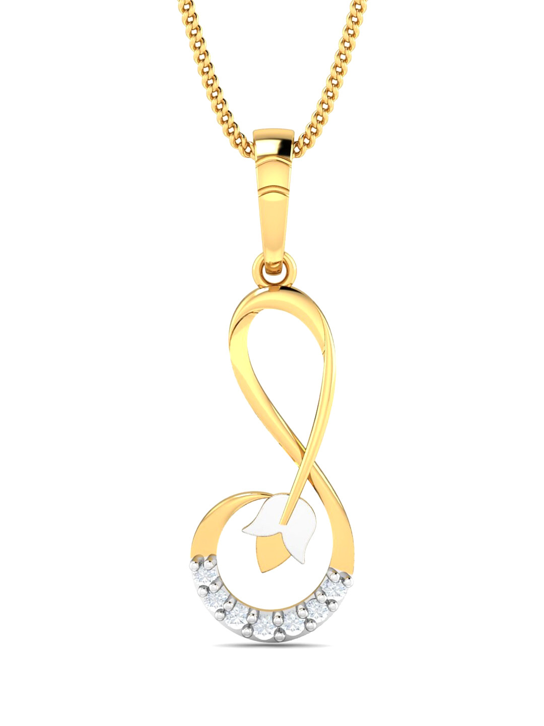 KUBERBOX Aamina Blossom 18KT Gold Diamond Studded Pendant- 0.85 gm