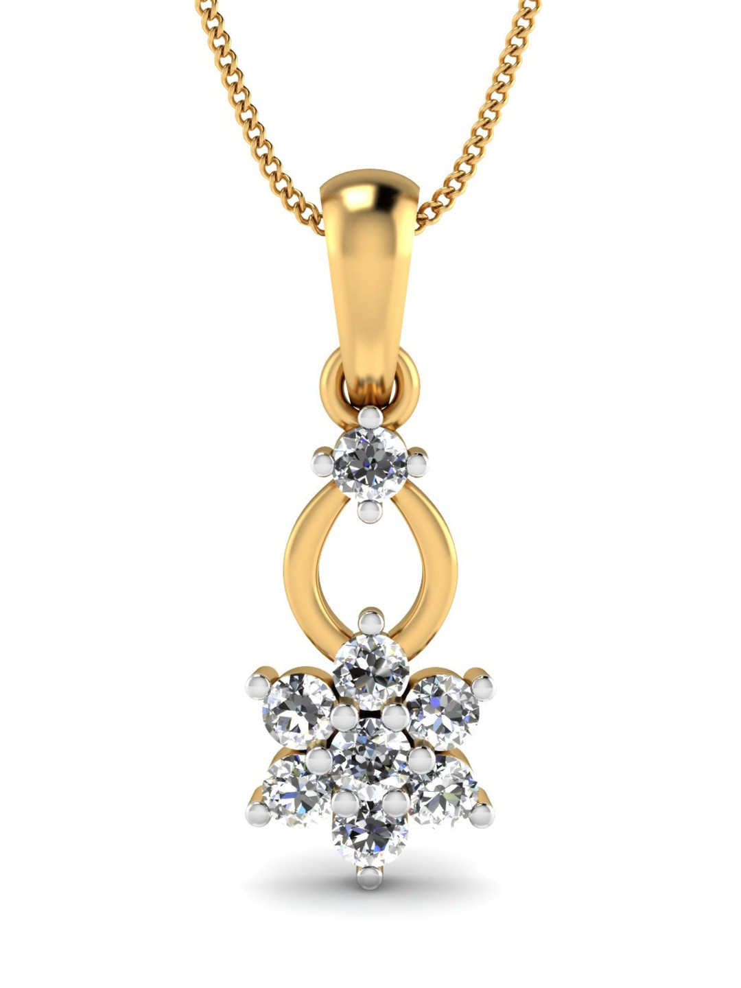 KUBERBOX Agni 18KT Gold Diamond Studded Pendant-0.74gm