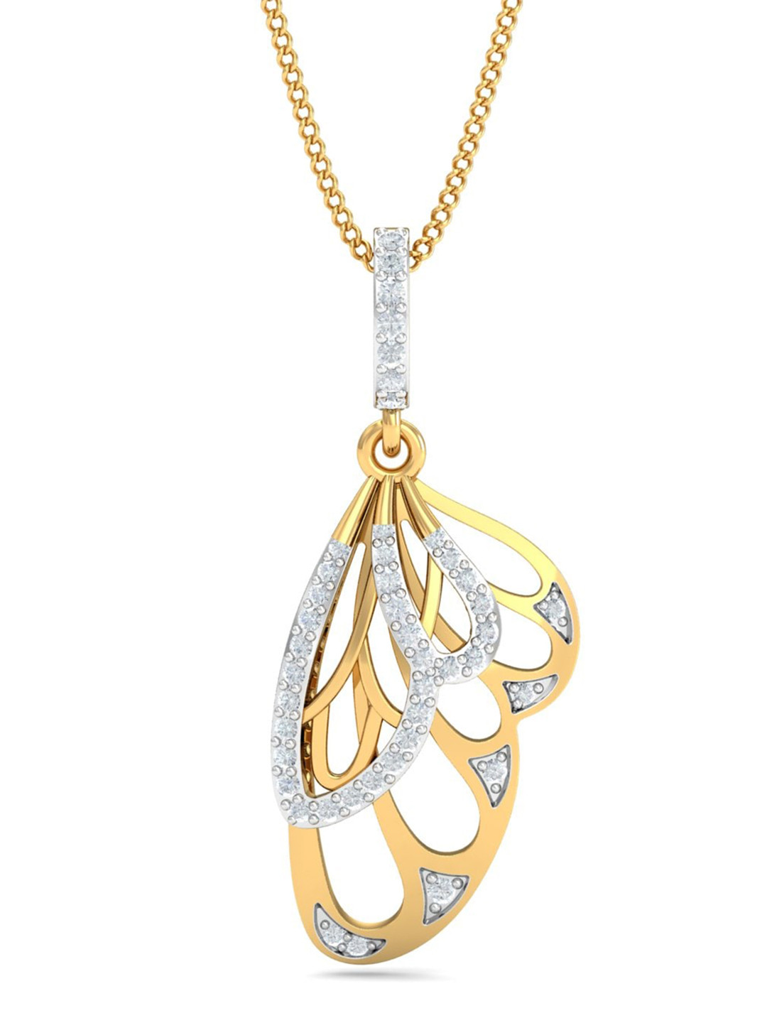 KUBERBOX Butterfly Wing 18K Gold Pendant Diamond-1.49g