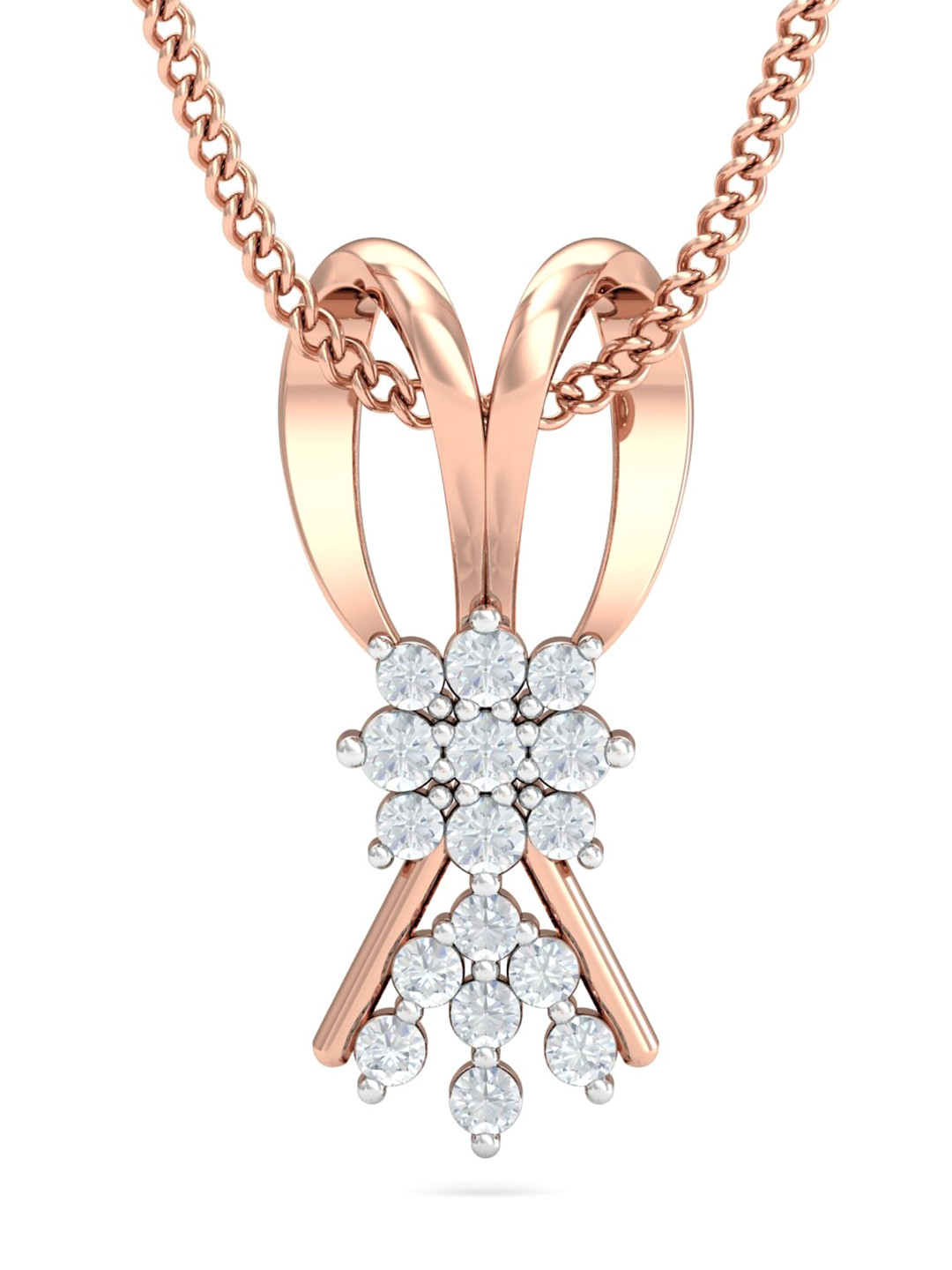 KUBERBOX Alika Fancy 18KT Rose-Gold Diamond-Studded Pendant - 0.65gm