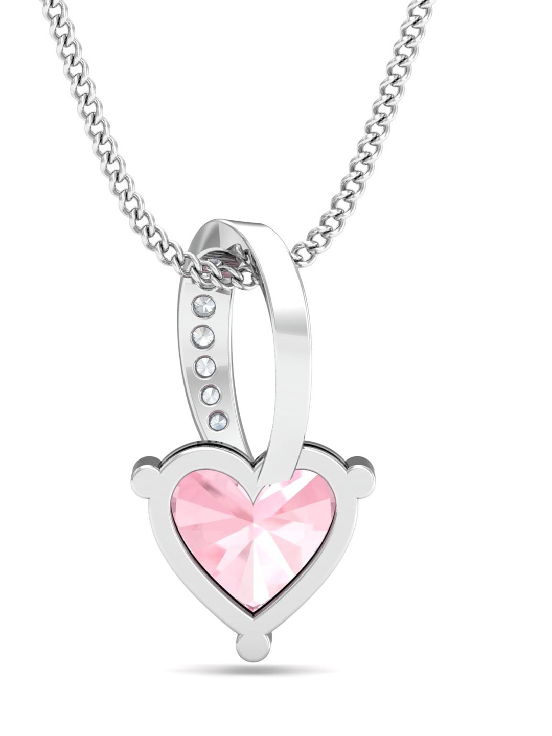 KUBERBOX Rose Quartz 18KT White Gold Diamond-Studded Pendant - 0.68 gm