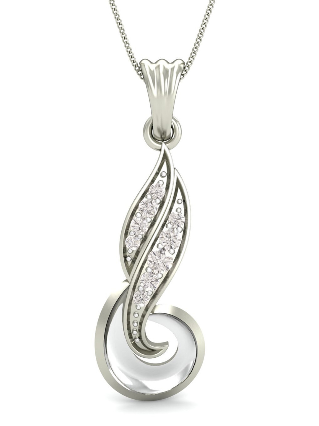 KUBERBOX The Princess' Demand 18KT White Gold Diamond Studded Pendant 1.36g
