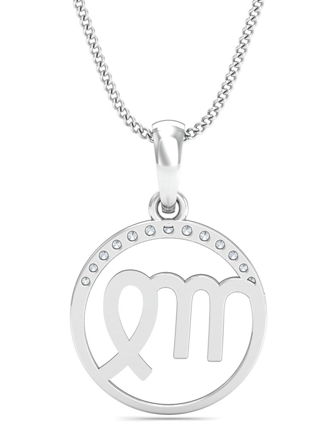 KUBERBOX 18KT White Gold Diamond-Studded Pendant 0.9 gm