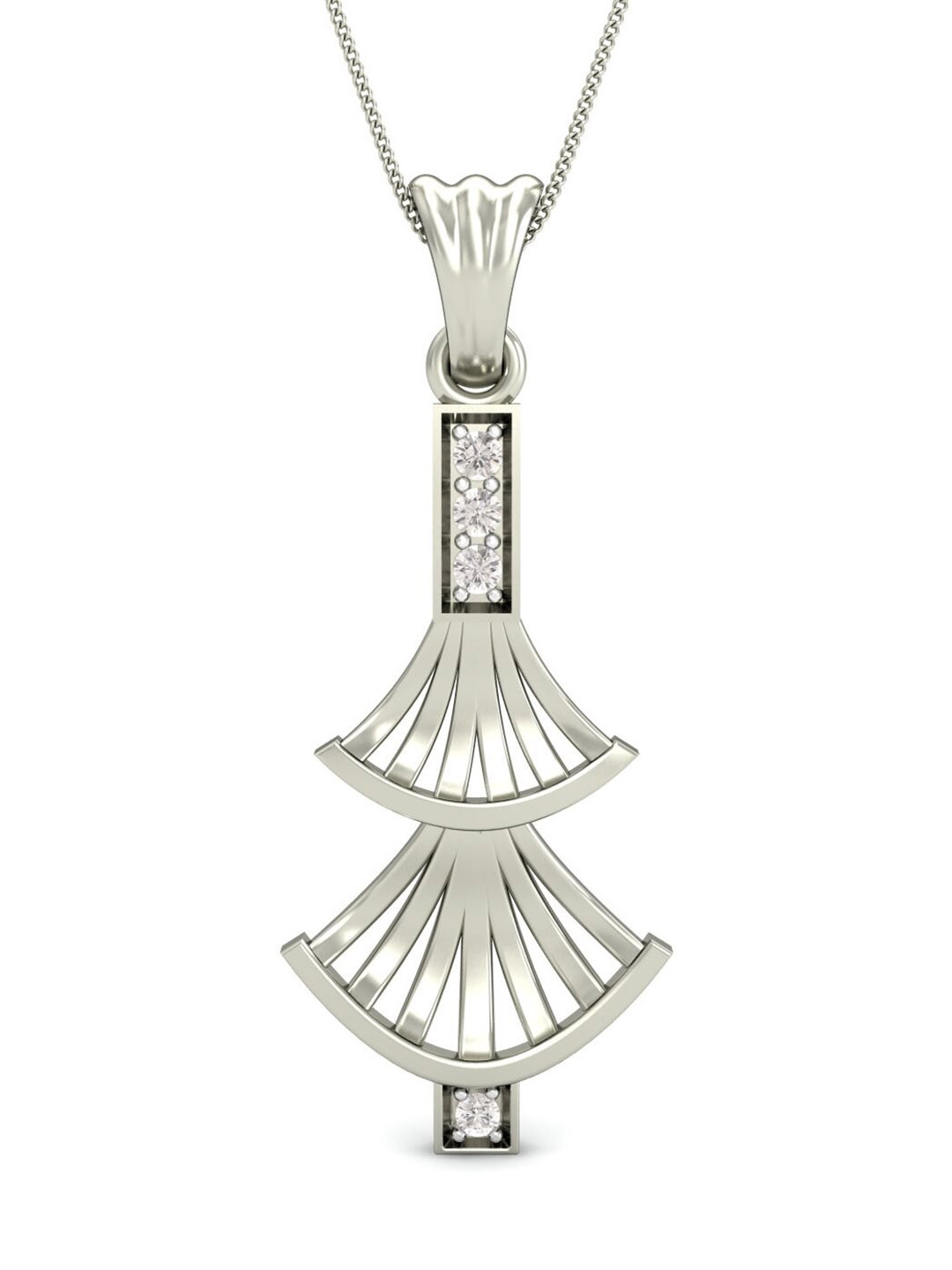 KUBERBOX 18KT White Gold Diamond-Studded Pendant -1.48 gm