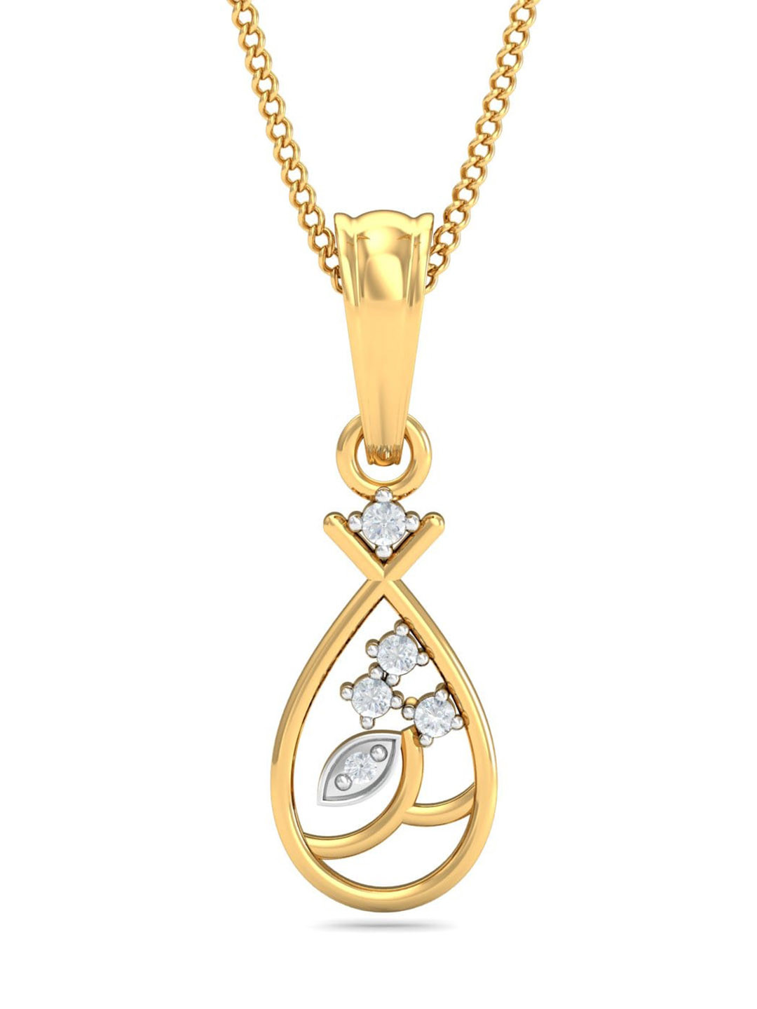 KUBERBOX Glowing Fish 18KT Gold Diamond Studded Pendant-0.68gm