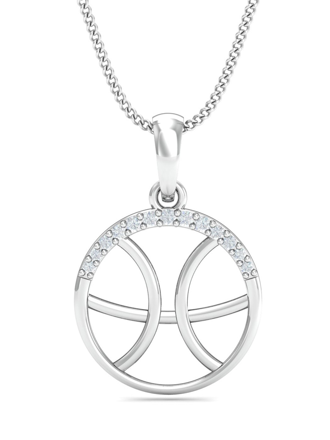 KUBERBOX Pisces Zodiac 18KT White Gold Diamond-Studded Pendant -0.81gm