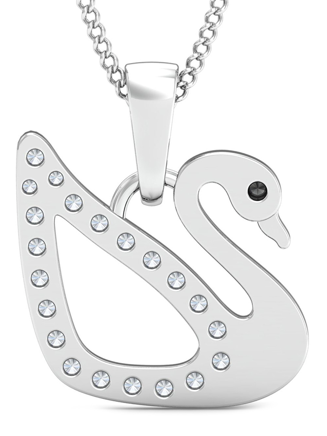KUBERBOX Dainty 18KT Gold Diamond-Studded Swan Pendant- 1.17gm